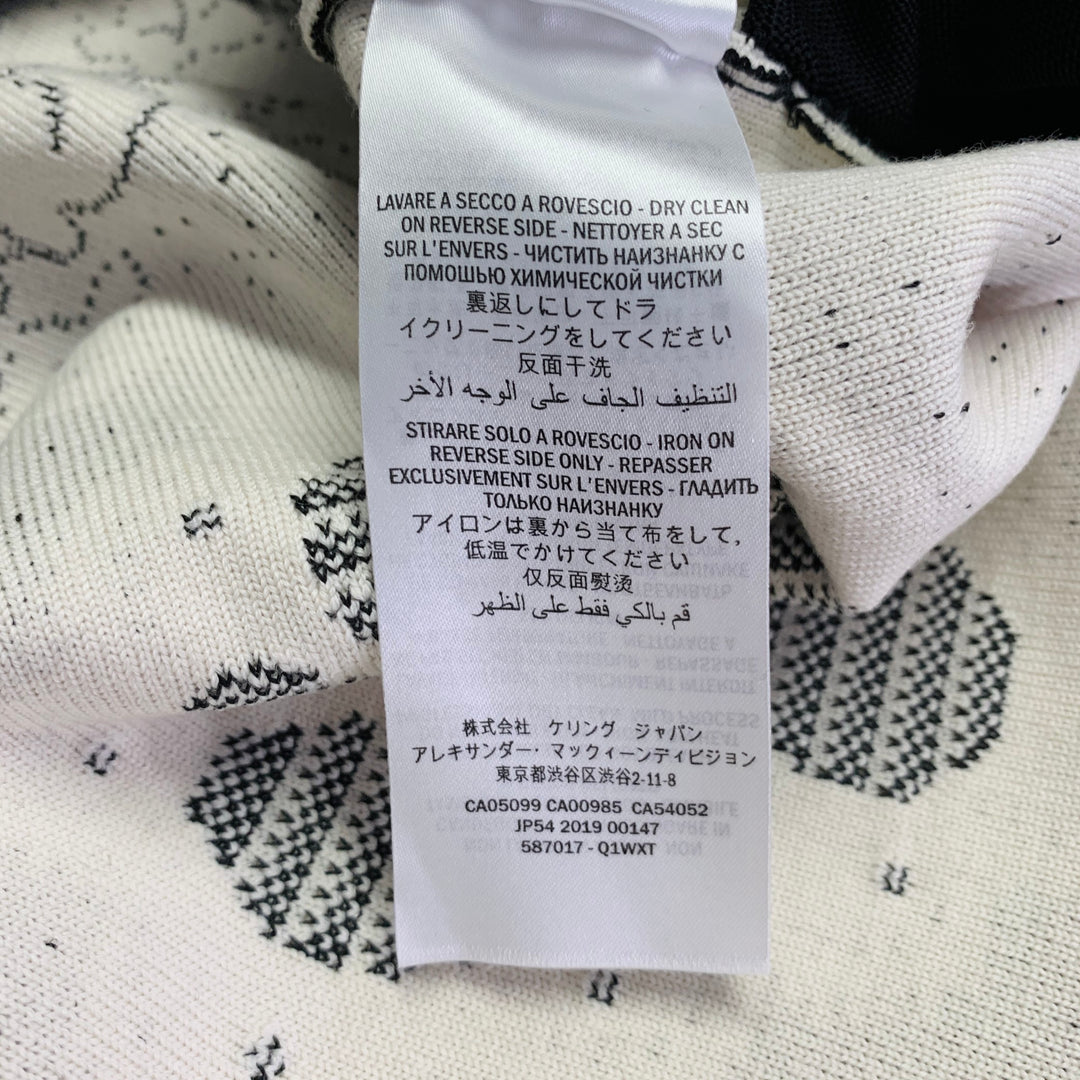 ALEXANDER MCQUEEN Size L Black White Floral Wool Blend Bomber Jacket