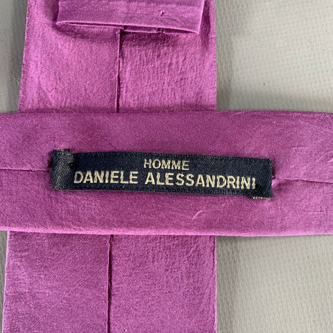 DANIELE ALESSANDRINI Purple Lilac Textured Silk Tie
