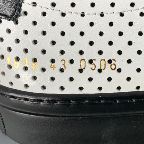 COMMON PROJECTS Size 10 White Black Perforated Leather Low Top Sneakers