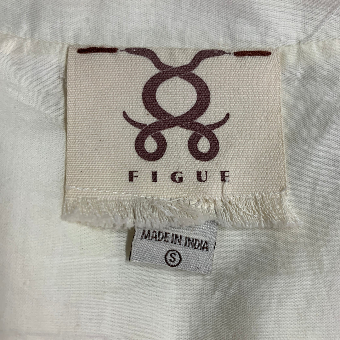 FIGUE Size S Cream Cotton Embellished Beaded Fringe Cap Sleeve Vest