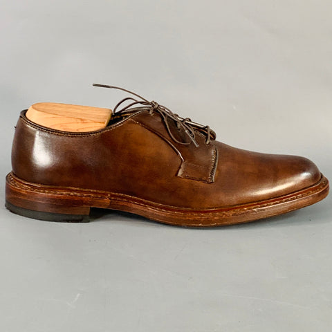 ALLEN EDMONDS Size 7 Leeds Brown Cigar Leather Derby Lace-Up Shoes