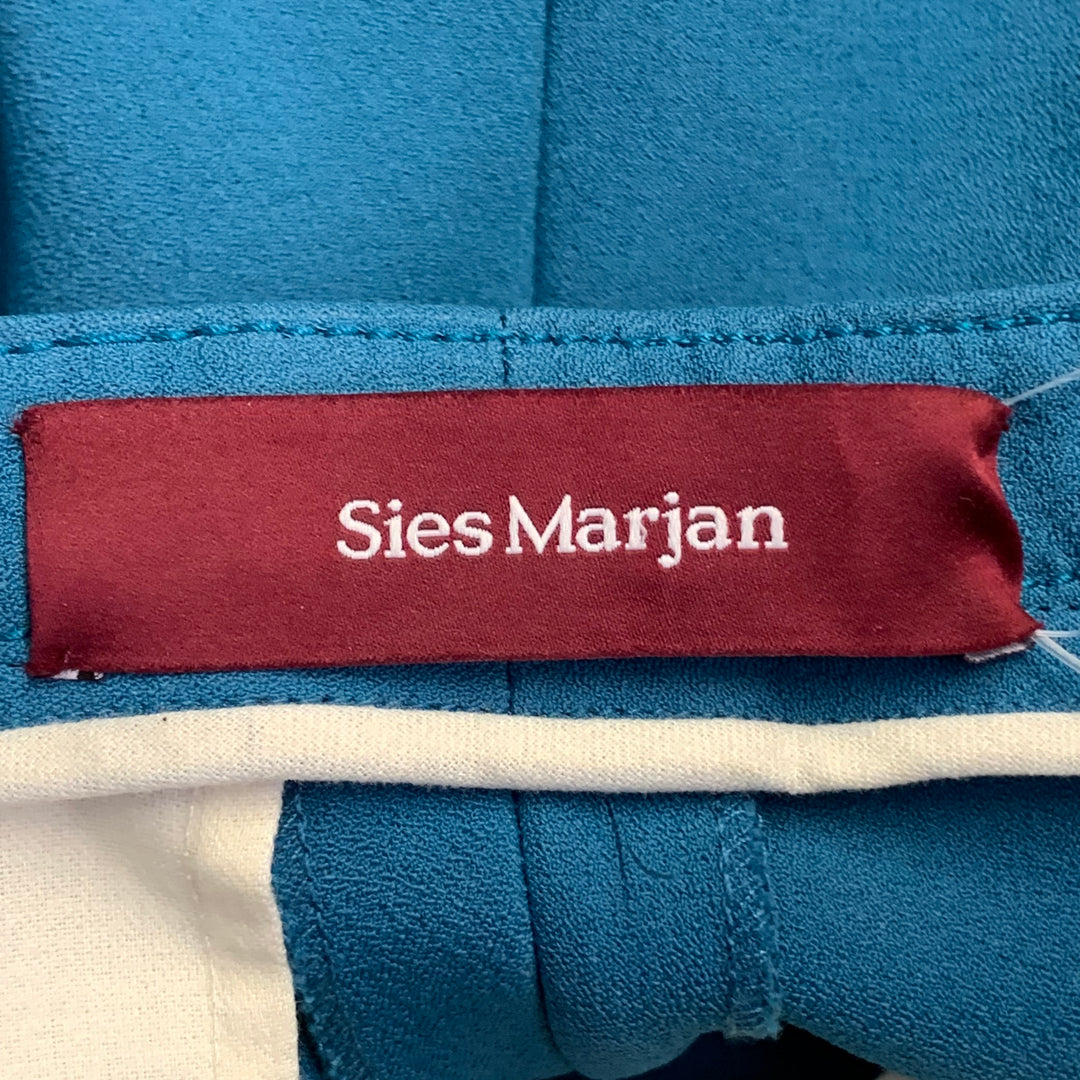 SIES MARJAN Size 30 Teal Wool Blend Crepe Low Rise Straight Dress Pants