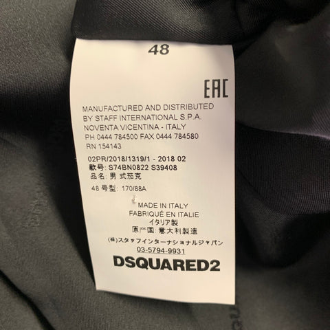 DSQUARED2 Size 38 Black Wool Silk Peak Lapel Suit