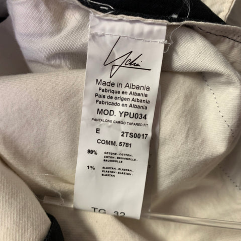 YCHAI Size 36 Black Solid Cotton Blend Cargo Casual Pants