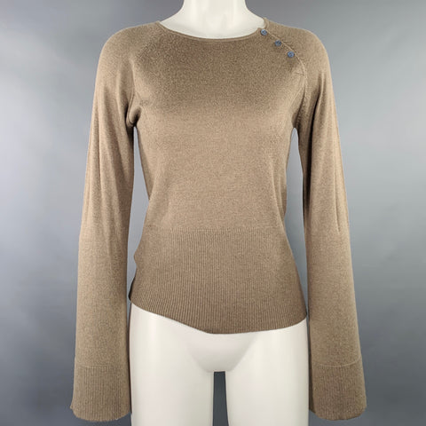 MAXSTUDIO Taille S Pull manches longues en tricot de cachemire mélangé taupe