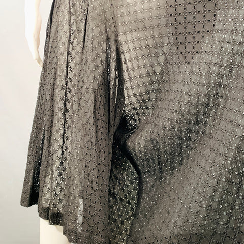 COMME des GARCONS 2012 Size S Black Cupro Eyelet Asymmetrical Wide Leg Jumpsuit