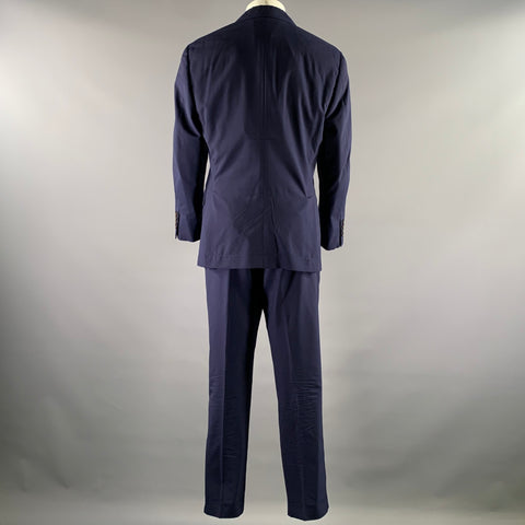 BRUNELLO CUCINELLI Size 40 Navy Wool Blend Notch Lapel Suit