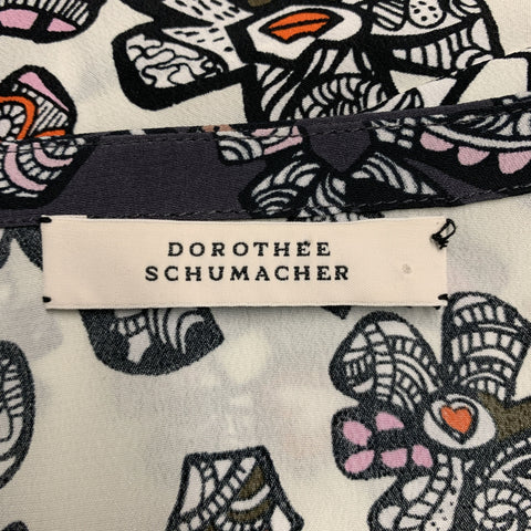 DOROTHEE SCHUMACHER Size XL White Multi-Color Viscose Silk Print Long Dress