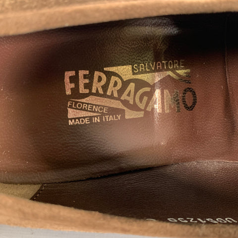SALVATORE FERRAGAMO Size 10.5 Brown Solid Suede Slip On Loafers