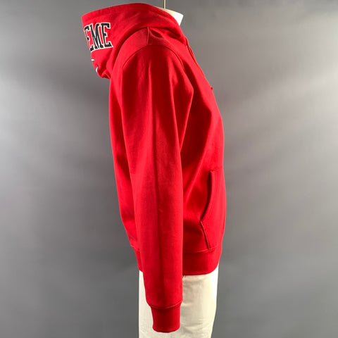 SUPREME Size L Red Logo Cotton Polyester Hooded Jacket