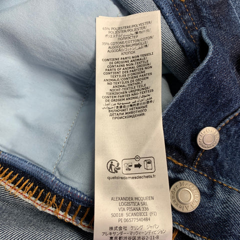 ALEXANDER MCQUEEN Jean en denim à braguette boutonnée et surpiqûres contrastantes indigo Taille 36