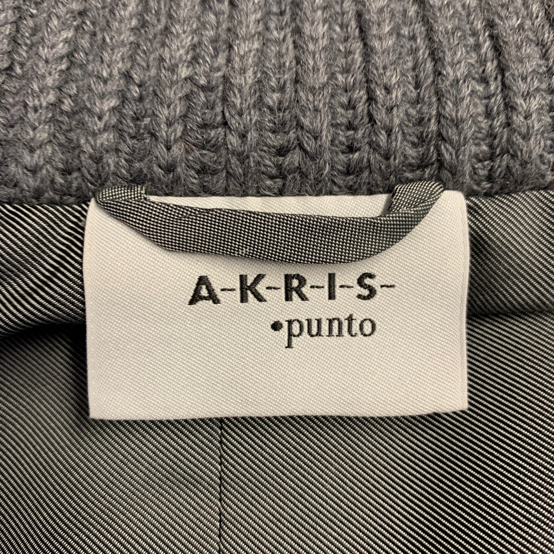 AKRIS Size 14 Grey Polyester Blend Knit Double Zipper Jacket
