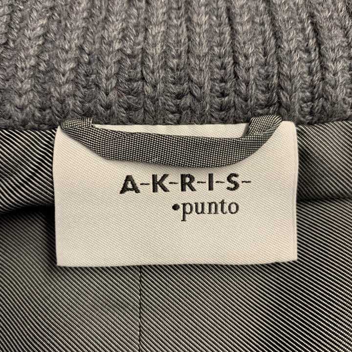 AKRIS Size 14 Grey Polyester Blend Knit Double Zipper Jacket