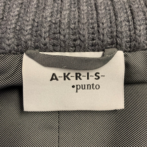 AKRIS Size 14 Grey Polyester Blend Knit Double Zipper Jacket