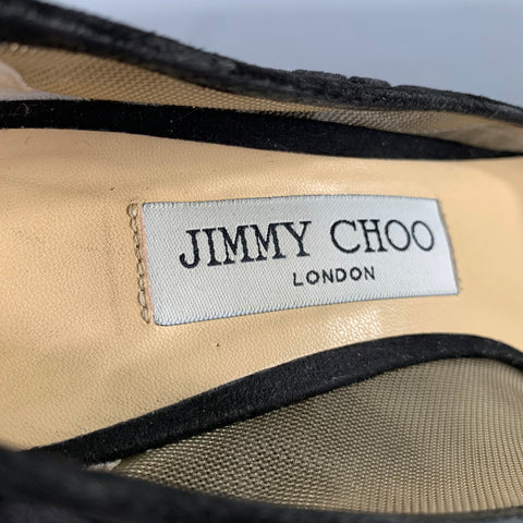JIMMY CHOO Size 9 Black Devore Leopard Round Toe Pumps