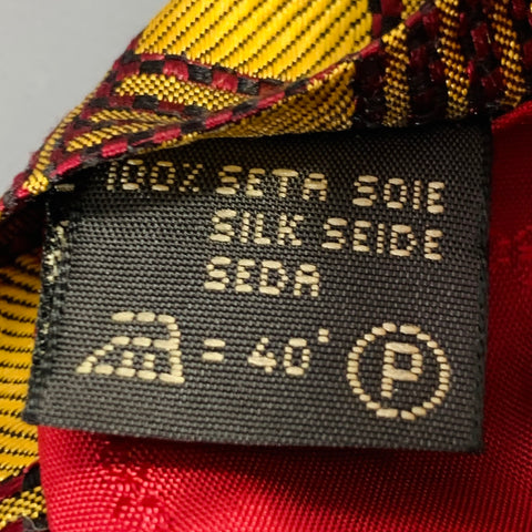 ERMENEGILDO ZEGNA Gold Burgundy Jacquard Silk Tie