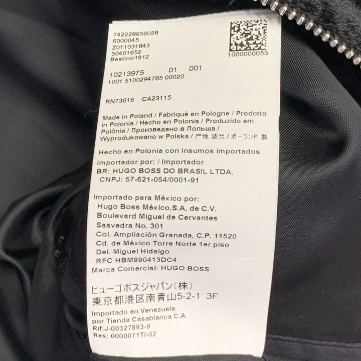 HUGO BOSS Size M Bestino1912 Metallic Black Velour Zip Up Bomber Jacket