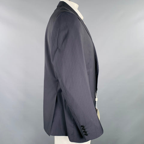 ARMANI COLLEZIONI Taille 46 Veste de Sport en Laine Rayée Bleu Marine