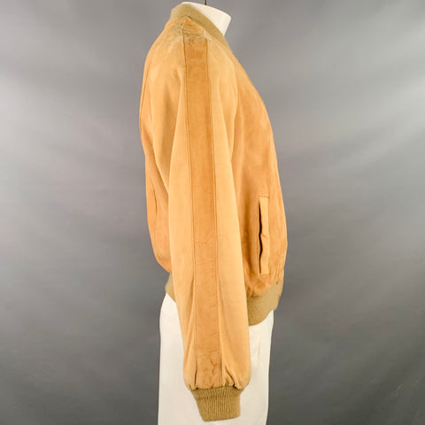 SAKS FIFTH AVENUE Vintage Size 44 Beige Suede Bomber Jacket