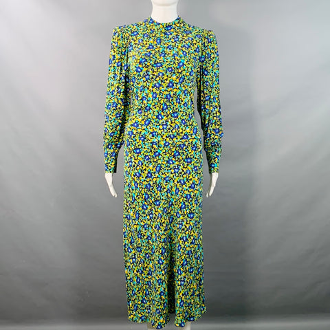 RAILS Size S Carmel Black Green Yellow Rayon Blend Floral Cutout Midi Dress