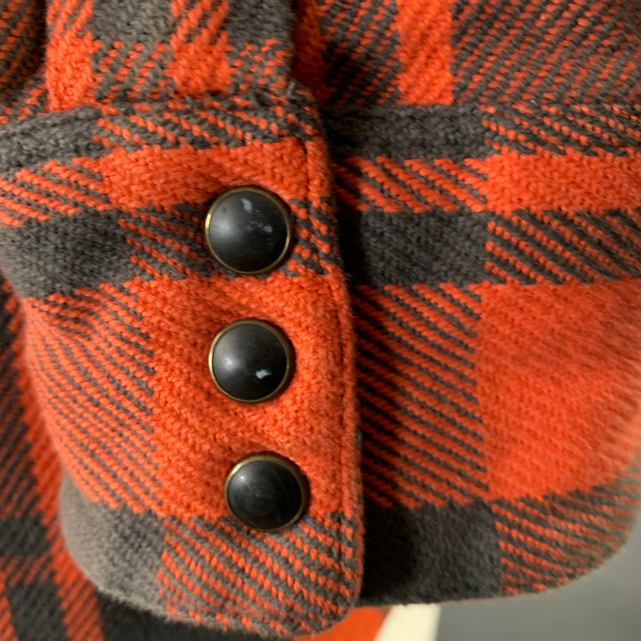 POLO by RALPH LAUREN Size L Orange Black Plaid Cotton Snaps Western Long Sleeve Shirt