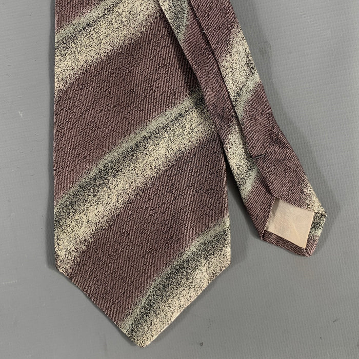 ISSEY MIYAKE Grey Mauve Stripe Silk Tie