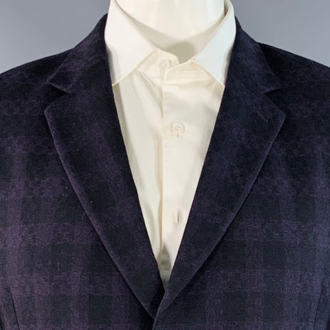 PAUL SMITH Size 44 Soho Purple Black Plaid Wool Notch Lapel Sport Coat
