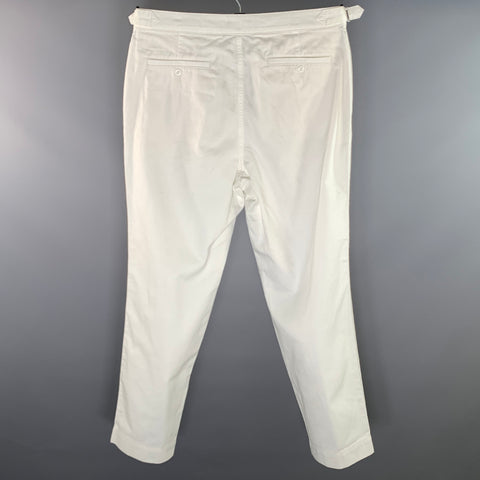 TODD SNYDER Size 34 White Cotton Pleated Dress Pants