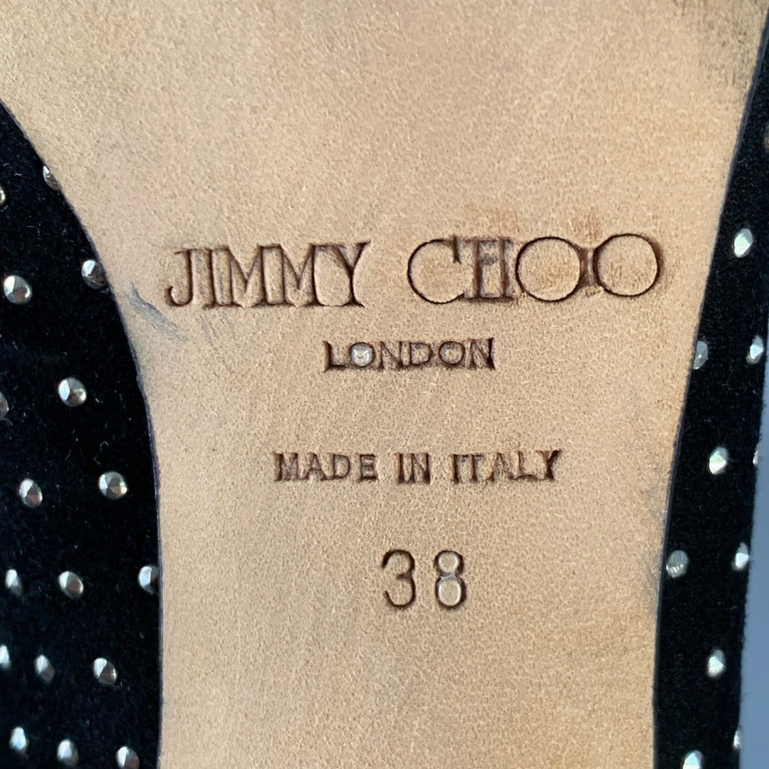 JIMMY CHOO Size 8 Black Studded Suede Pull On Boots