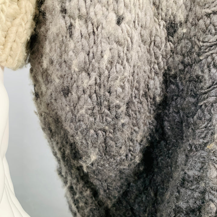 STELLA McCARTNEY Size S Black Grey Wool Silk Ombre Chunky Knit Zip Up Coat