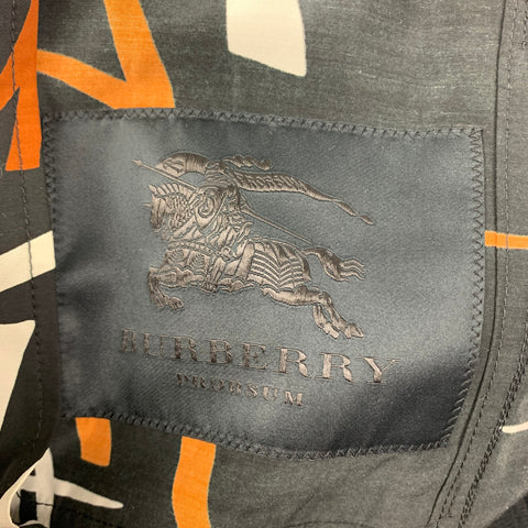 BURBERRY PRORSUM Size 36 Black Copper Graphic Silk Blend Jacket