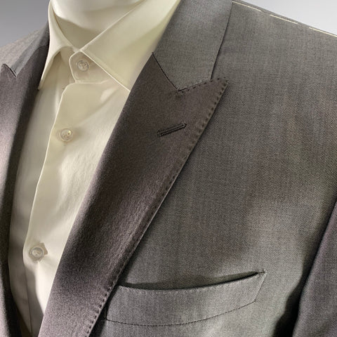 DOLCE & GABBANA Size 40 Grey Wool Silk Peak Lapel Tuxedo