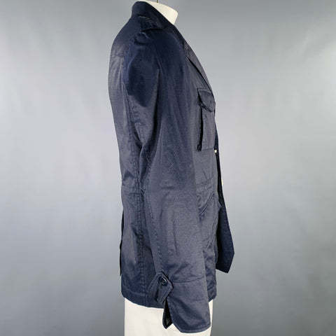 TS (S) Taille L Veste de traque en coton texturé marine à cordon de serrage