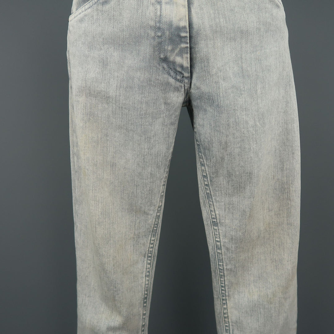MAISON MARTIN MARGIELA Talla 6 Vaqueros pitillo con lavado ácido gris claro 