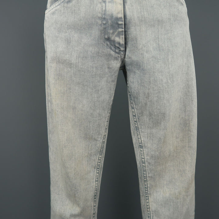 MAISON MARTIN MARGIELA Talla 6 Vaqueros pitillo con lavado ácido gris claro 
