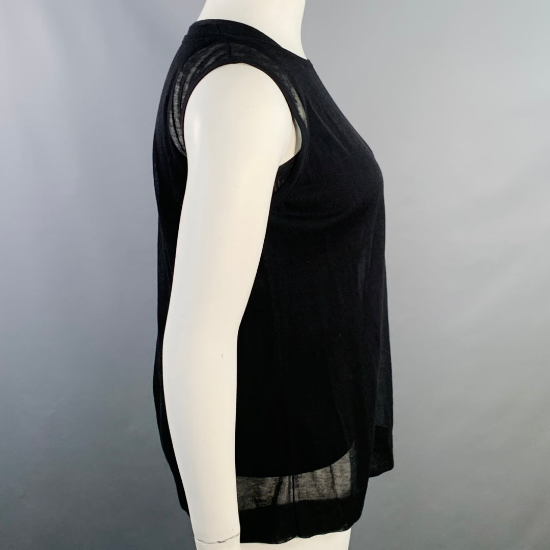 AKRIS Size L Black Silk Cotton Layered Tank Casual Top