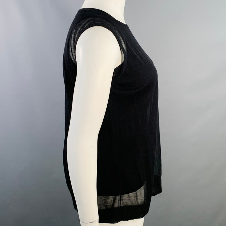 AKRIS Size L Black Silk Cotton Layered Tank Casual Top