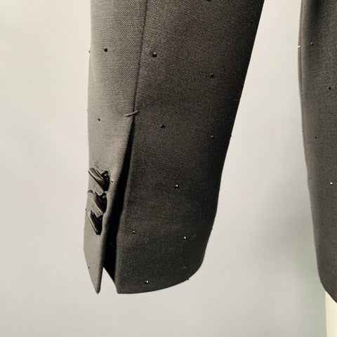 BURBERRY Size 40 Black Studded Mohair Wool Peak Lapel Sport Coat