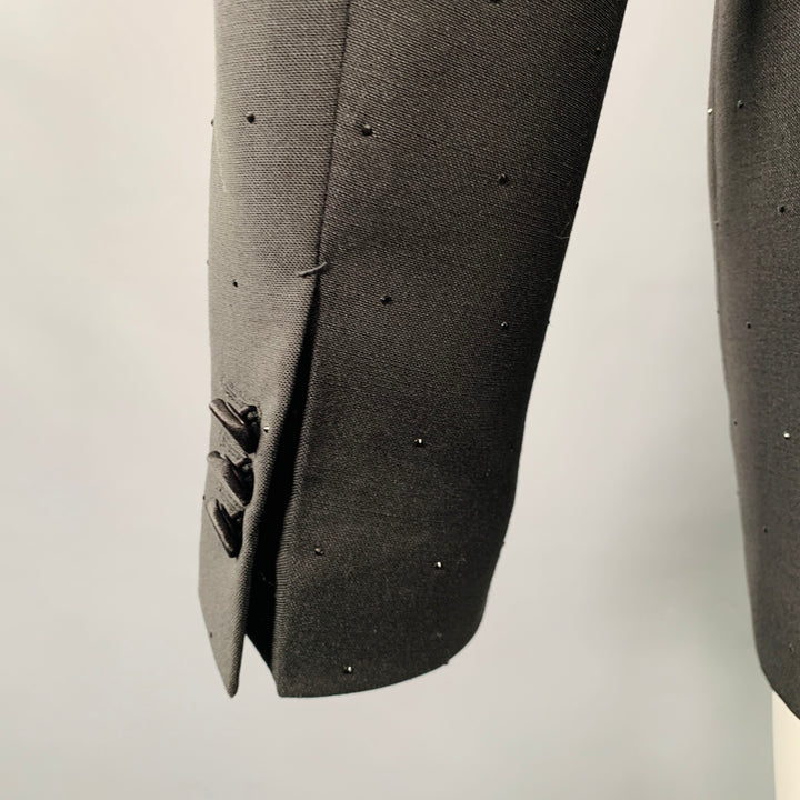BURBERRY Size 40 Black Studded Mohair Wool Peak Lapel Sport Coat