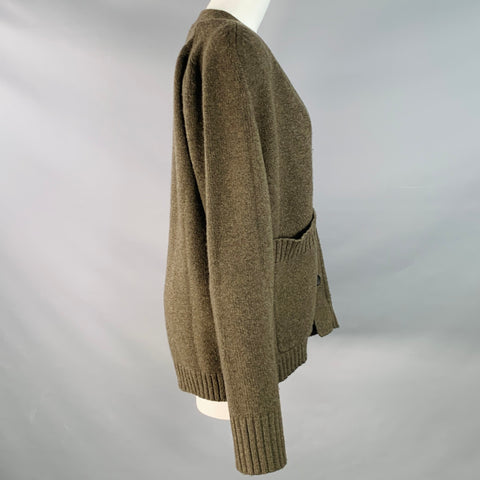 STUDIO NICHOLSON Size S Sen Brown Knit Lambswool Oversized Cardigan