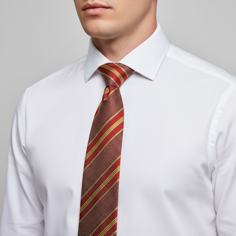 ERMENEGILDO ZEGNA  One Size Red Gold Diagonal Stripe Silk Tie