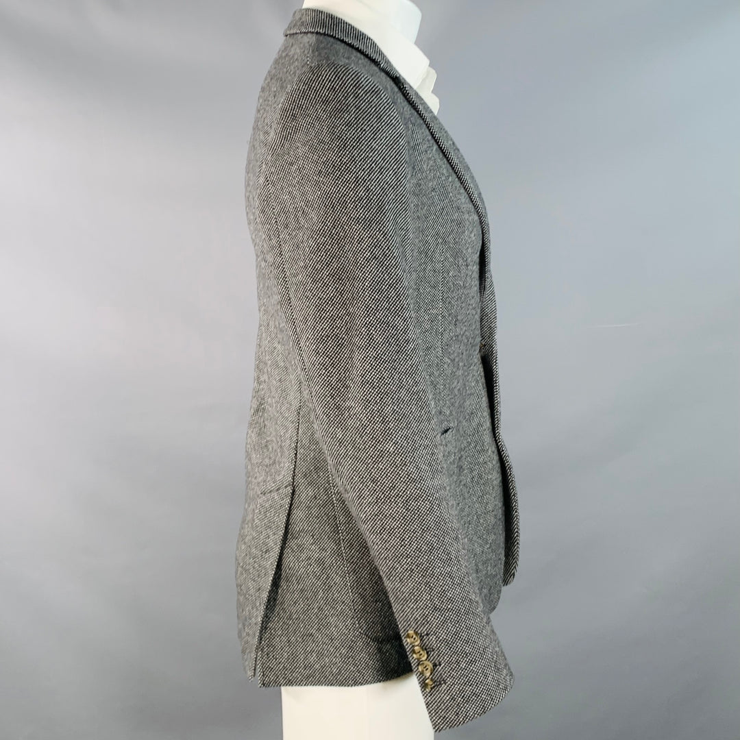 AMI by ALEXANDRE MATTIUSSI Size 36 Black Grey Woven Wool Blend Notch Lapel Sport Coat