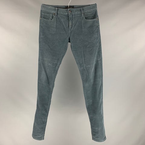 SCOTCH AND SODA Taille 30 Pantalon décontracté étroit en velours côtelé bleu élasthanne