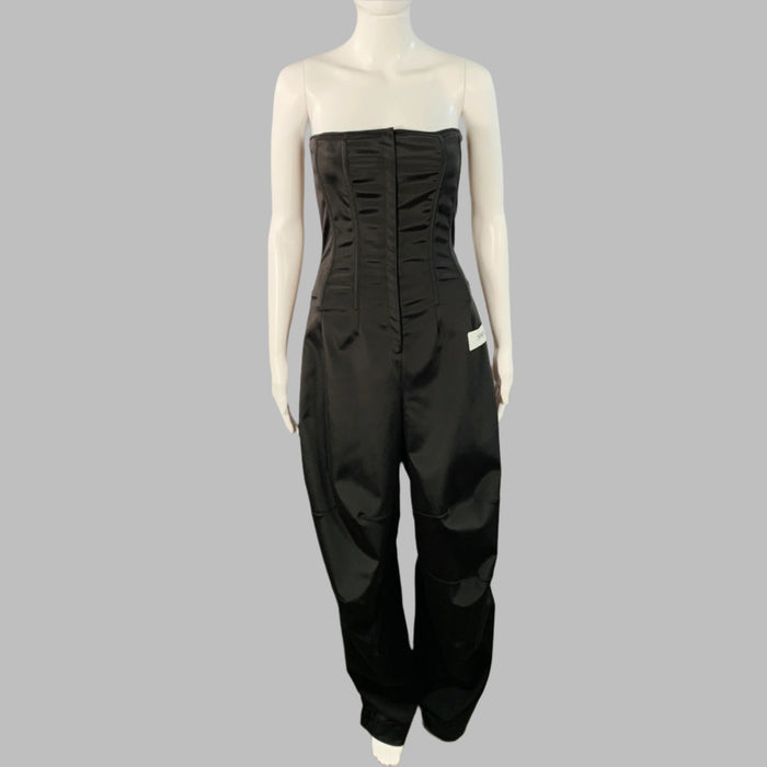 DOLCE & GABBANA KIM Size 4 Black White Acetate Blend Strapless Cargo Jumpsuit
