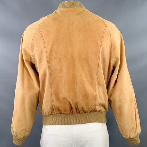 SAKS FIFTH AVENUE Vintage Size 44 Beige Suede Bomber Jacket
