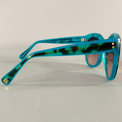 OSCAR DE LA RENTA Blue Black Marbled Acetate Sunglasses