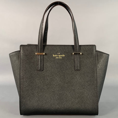 KATE SPADE Geraldine Black Silver Textured Saffiano Leather Shoulder Bag Handbag