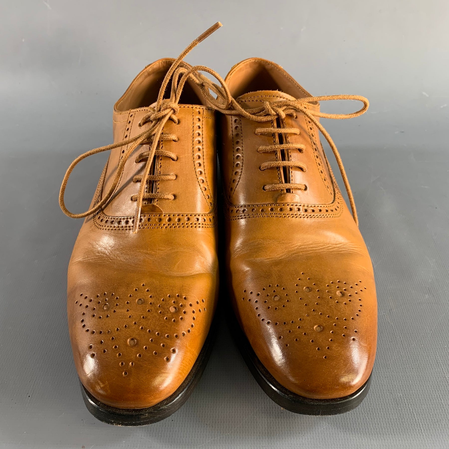 ALLEN EDMONDS Size 7 Tan Perforated Leather Oxford Lace Up 
