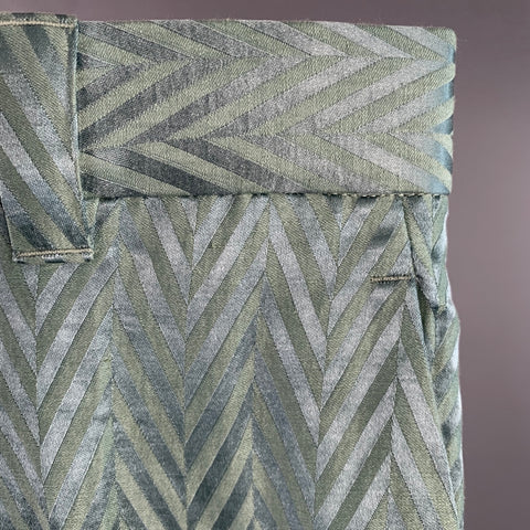 HAIDER ACKERMANN Size 32 Green Herringbone Jacquard Linen Silk Cropped Casual Pants