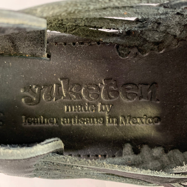 YUKETEN Size 9 Alejandro Black Woven Leather Huarache Loafers